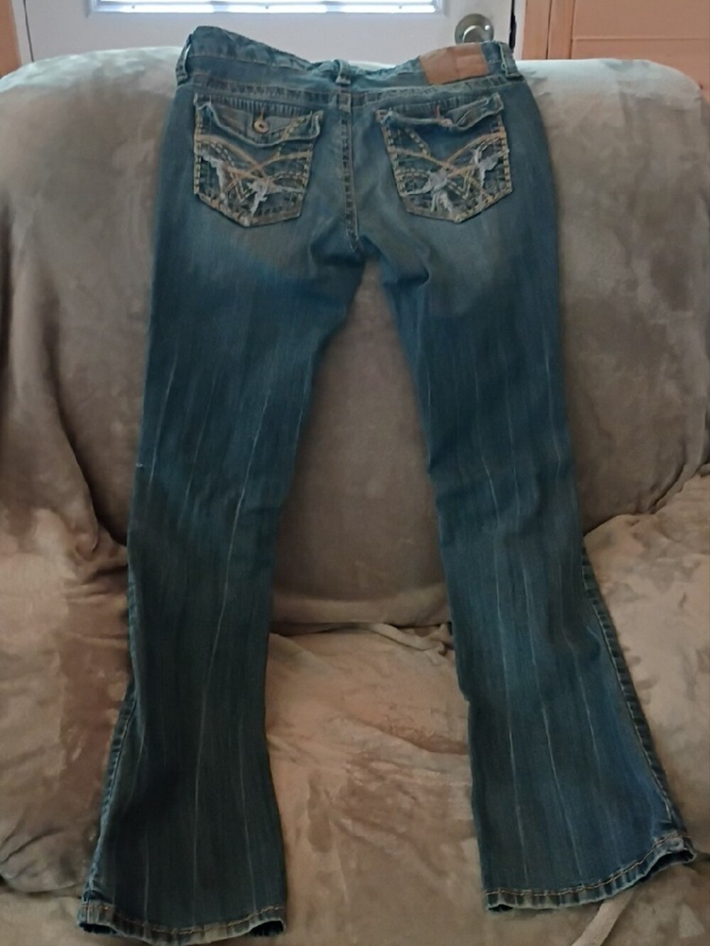 Amethyst Jeans Distressed Blue Flare Jeans - Picture 2 of 8